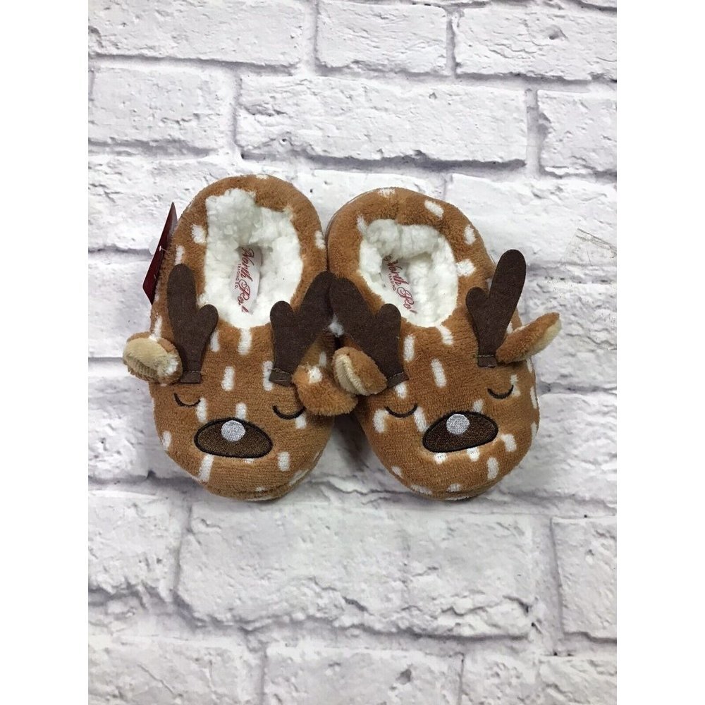 North Pole Trading Co. Reindeer Toddler Unisex Slip-On Slippers Size M-L